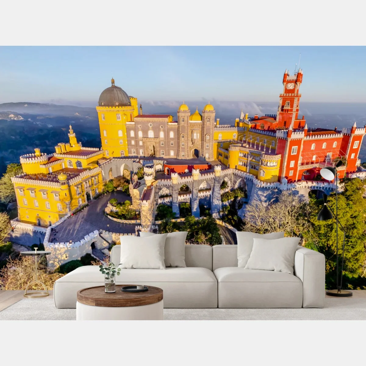Papier peint panorama coloré du palais de Pena à Sintra – Wallnifity® Papier peint panorama coloré du palais de Pena à Sintra – Wallnifity®