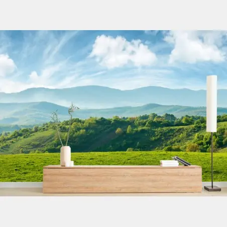 Papier peint panorama printanier des collines de Roumanie – Wallnifity®