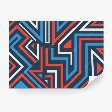 Papier peint motif géométrique dynamique bleu et rouge – Wallnifity®