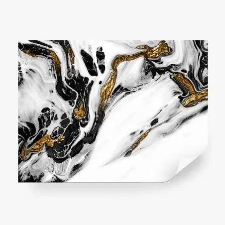 Papier peint marbre abstrait noir et or – Wallnifity®