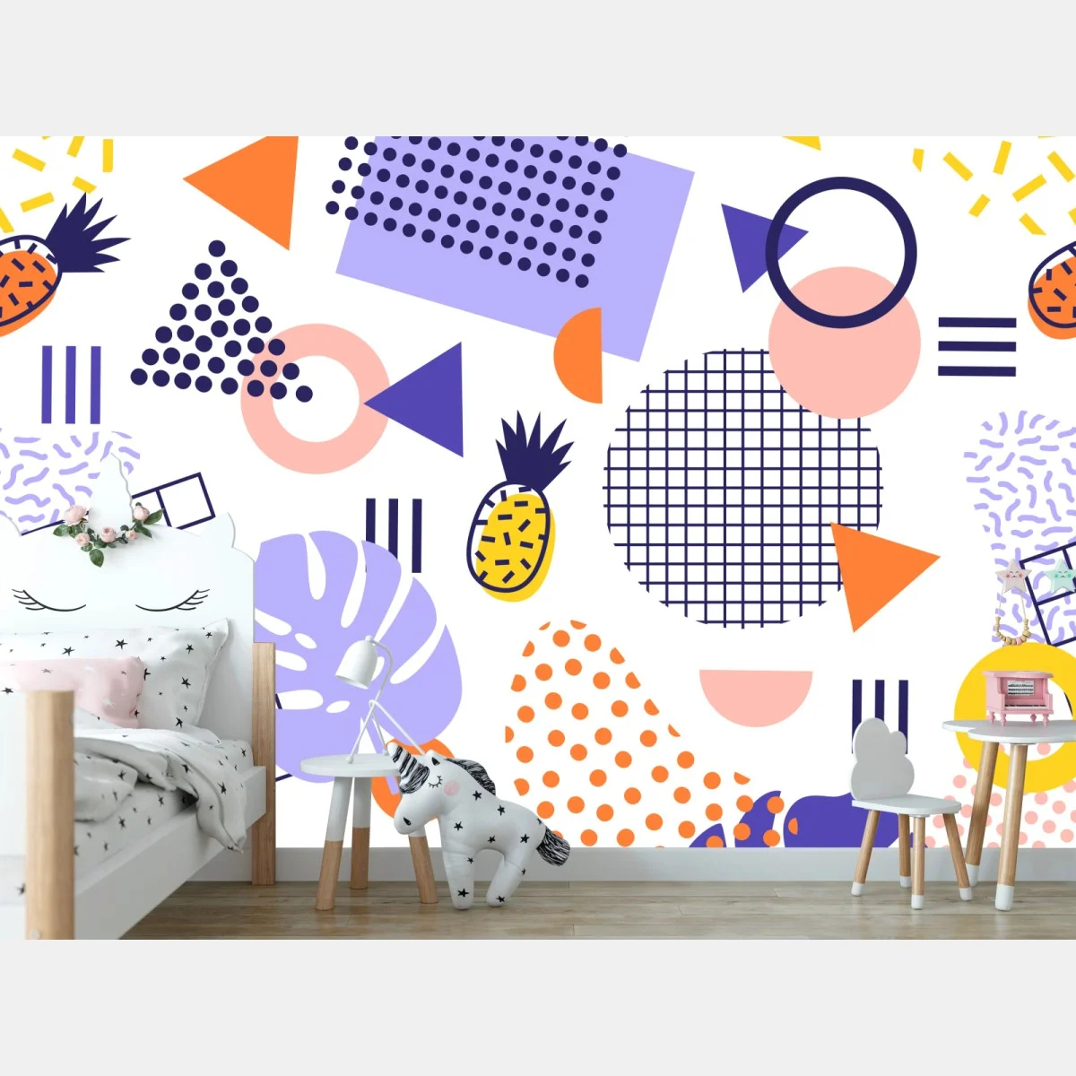 Papier peint motif tropical géométrique coloré – Wallnifity® Papier peint motif tropical géométrique coloré – Wallnifity®