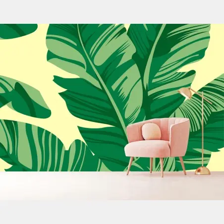 Papier peint motif feuilles de bananier tropicales – Wallnifity®