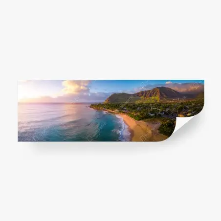 Papier peint panorama côtier tropical au coucher de soleil – Wallnifity®