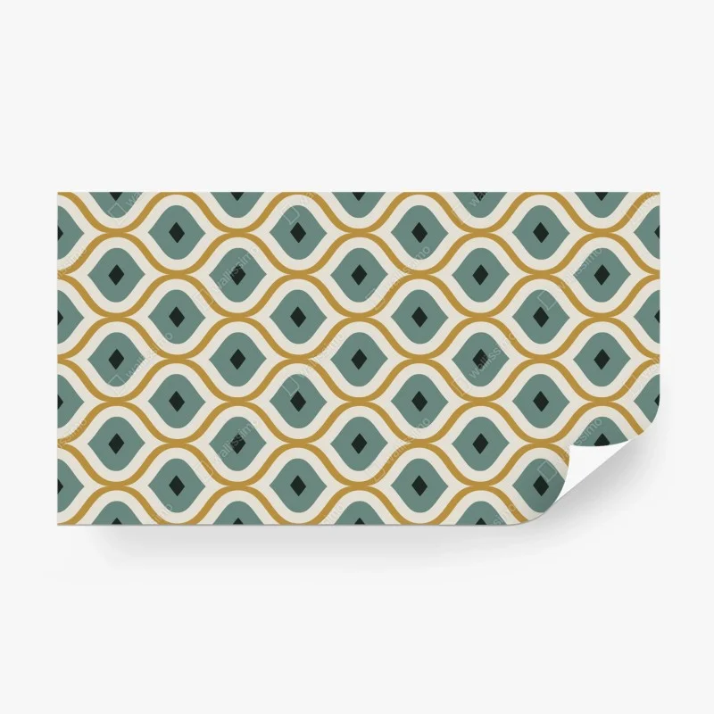 Papier peint motif géométrique élégant en vert et or – Wallnifity® Papier peint motif géométrique élégant en vert et or – Wallnifity®