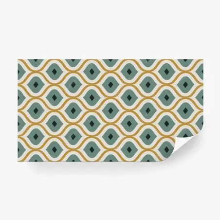 Papier peint motif géométrique élégant en vert et or – Wallnifity®
