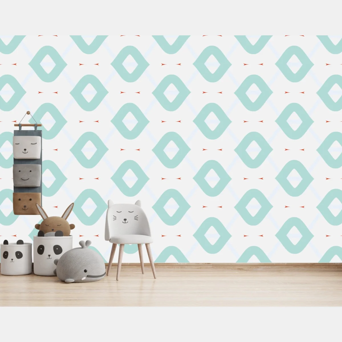 Papier peint motif losanges turquoise et corail – Wallnifity® Papier peint motif losanges turquoise et corail – Wallnifity®