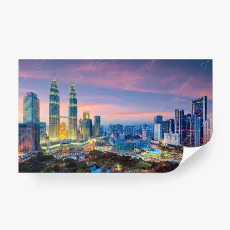 Papier peint coucher de soleil sur Kuala Lumpur — panorama urbain lumineux – Wallnifity®