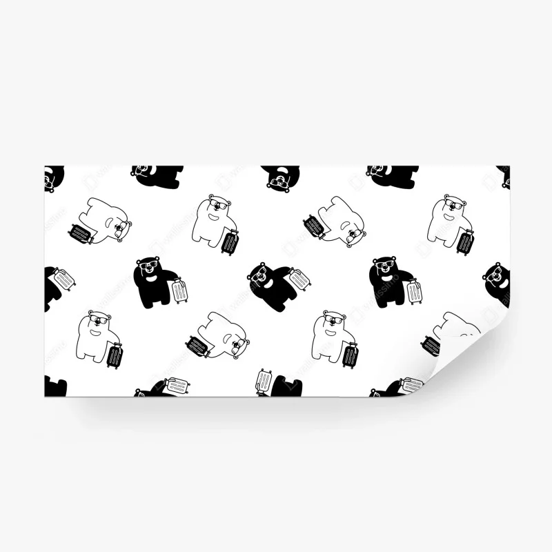 Papier peint motif d'ours voyageurs en noir et blanc – Wallnifity® Papier peint motif d'ours voyageurs en noir et blanc – Wallnifity®