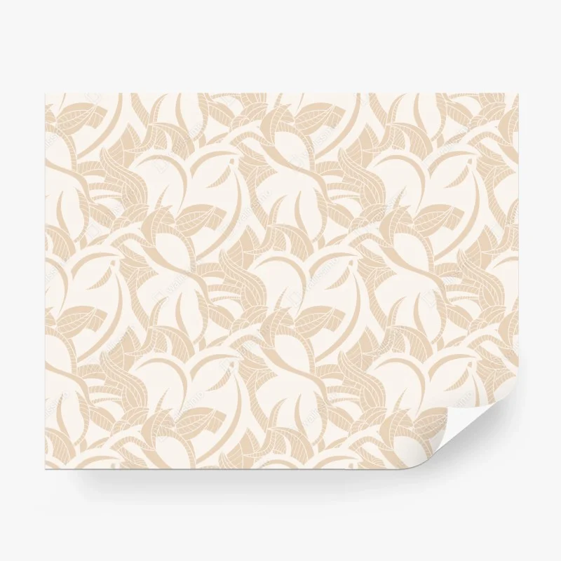 Papier peint motif feuillage beige délicat – Wallnifity®