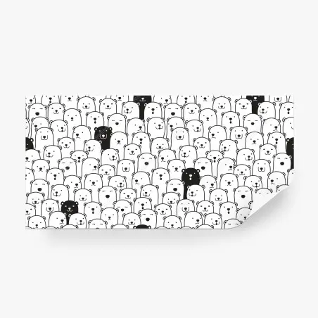 Papier peint nuée d'ours mignons noir et blanc – Wallnifity®