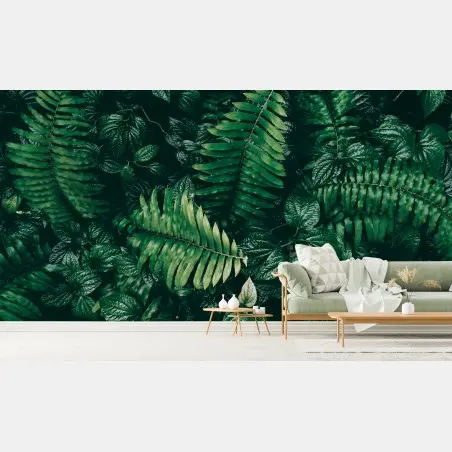 Papier peint mur de verdure tropicale sombre – Wallnifity®