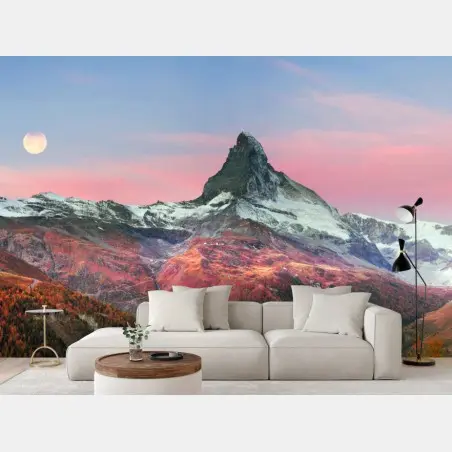 Papier peint Cervin au clair de lune, automne à Zermatt – Wallnifity®