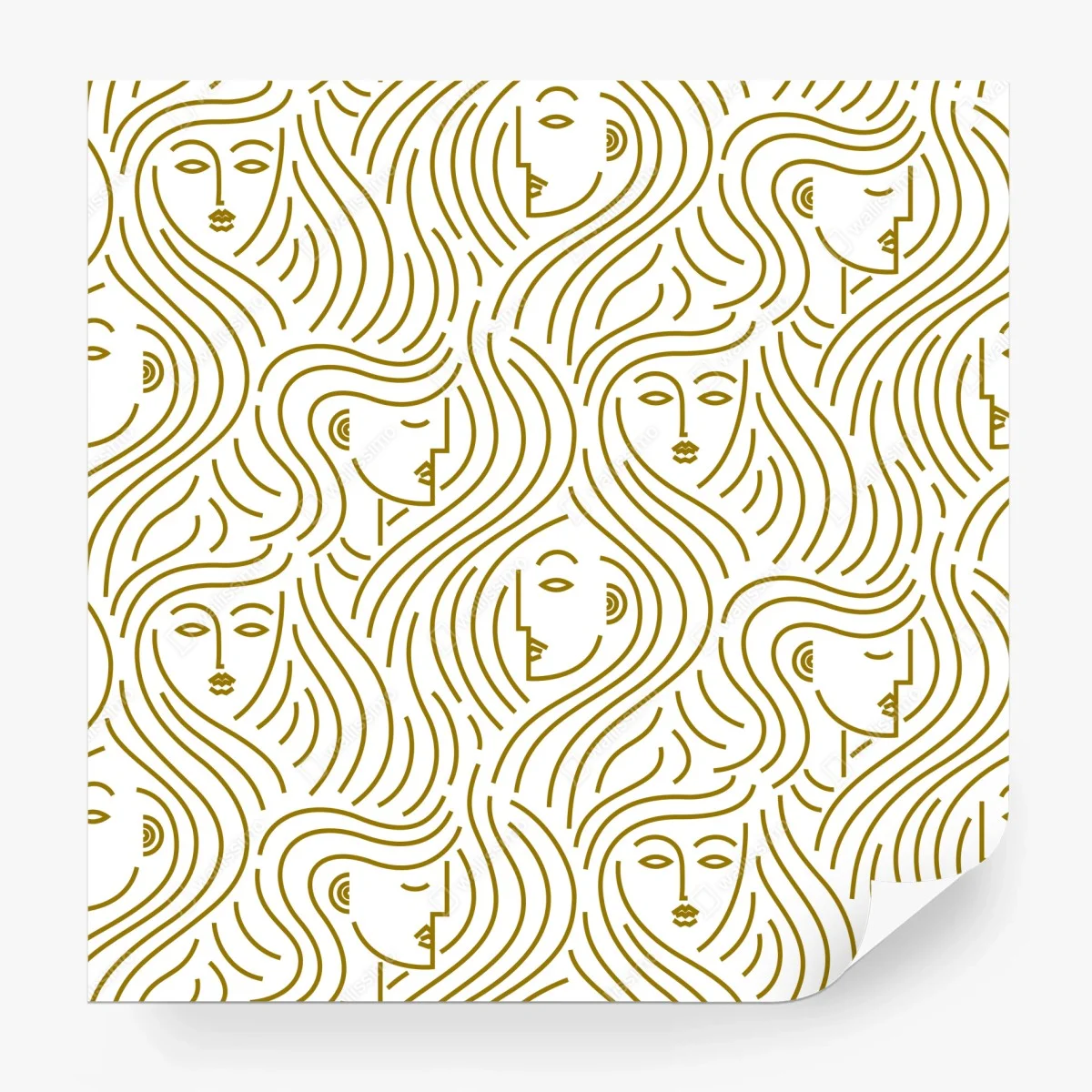 Papier peint motif de visages dorés aux cheveux ondulés – Wallnifity® Papier peint motif de visages dorés aux cheveux ondulés – Wallnifity®