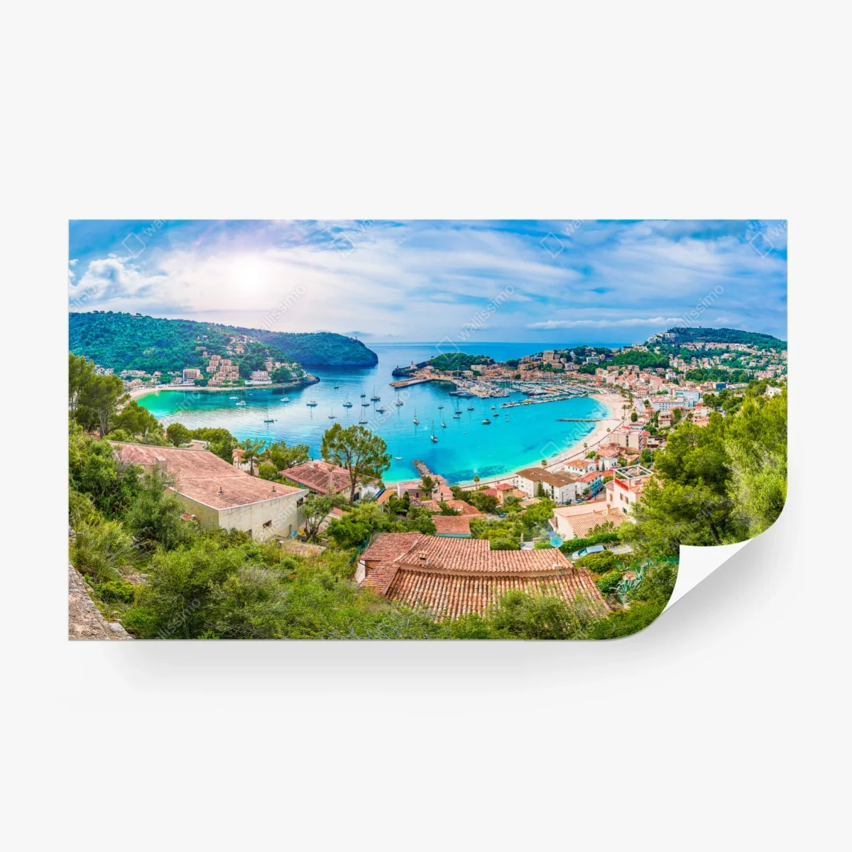 Papier peint panorama turquoise de Port de Sóller – Wallnifity® Papier peint panorama turquoise de Port de Sóller – Wallnifity®