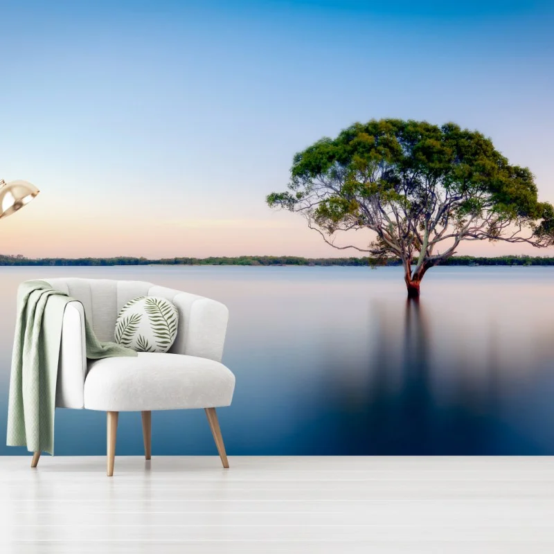 Papier peint arbre solitaire au milieu du lac – Wallnifity® Papier peint arbre solitaire au milieu du lac – Wallnifity®