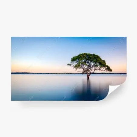 Papier peint arbre solitaire au milieu du lac – Wallnifity®