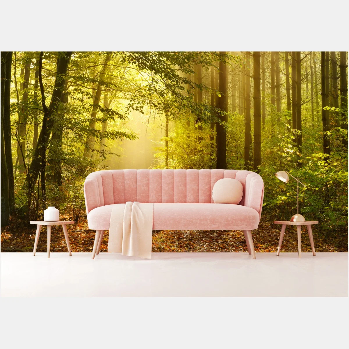 Papier peint chemin forestier baigné de lumière dorée – Wallnifity® Papier peint chemin forestier baigné de lumière dorée – Wallnifity®