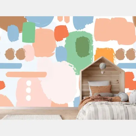 Papier peint composition abstraite de coups de pinceau pastel – Wallnifity®