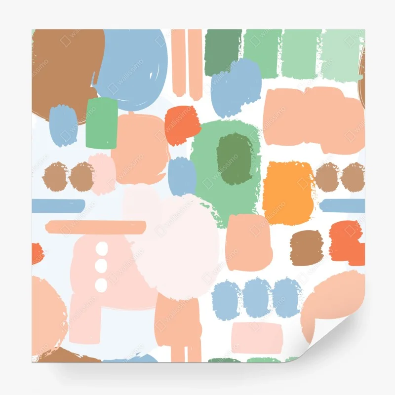 Papier peint composition abstraite de coups de pinceau pastel – Wallnifity® Papier peint composition abstraite de coups de pinceau pastel – Wallnifity®