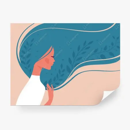 Papier peint portrait féminin à la chevelure florale – Wallnifity®