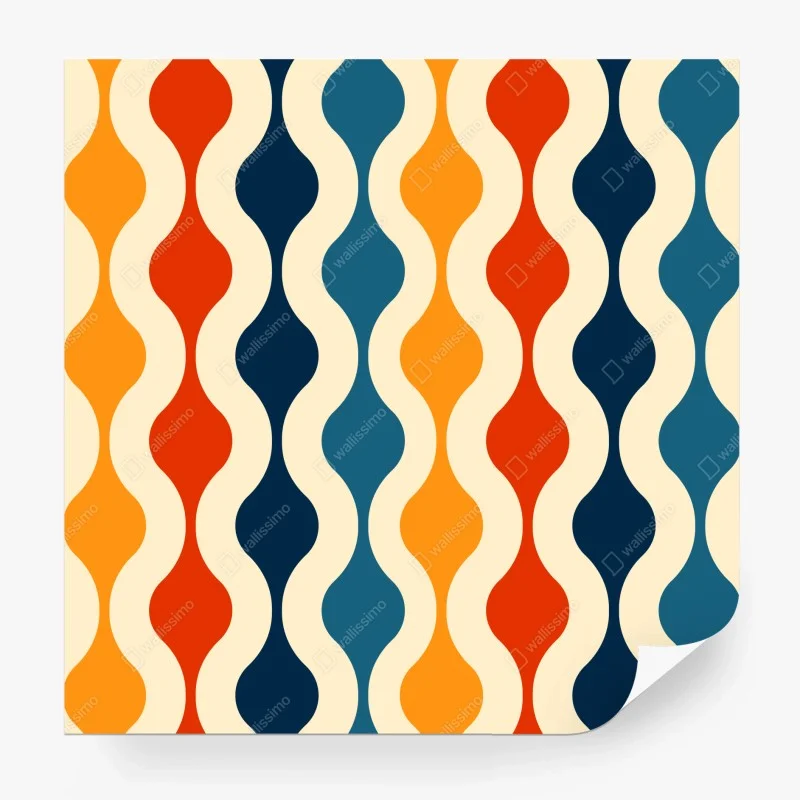 Papier peint motif rétro ondulé aux couleurs chaudes – Wallnifity®