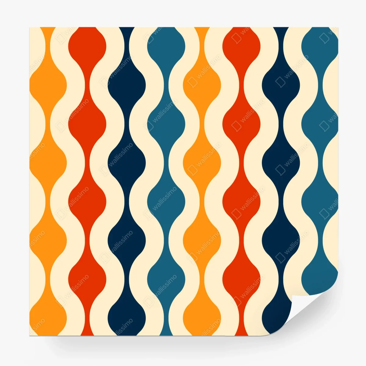 Papier peint motif rétro ondulé aux couleurs chaudes – Wallnifity®