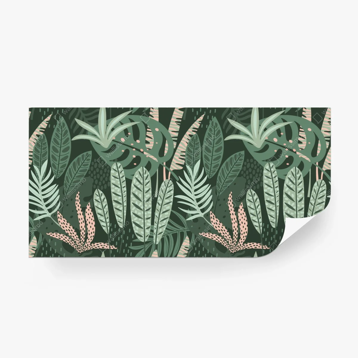 Papier peint jungle graphique aux feuilles vertes – Wallnifity® Papier peint jungle graphique aux feuilles vertes – Wallnifity®