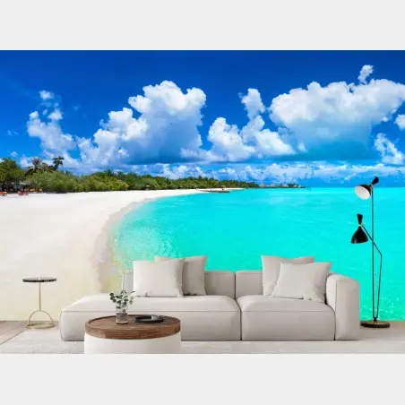 Papier peint panorama tropical aux Maldives – Wallnifity®