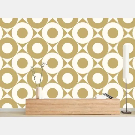 Papier peint motif géométrique rétro beige et crème – Wallnifity®
