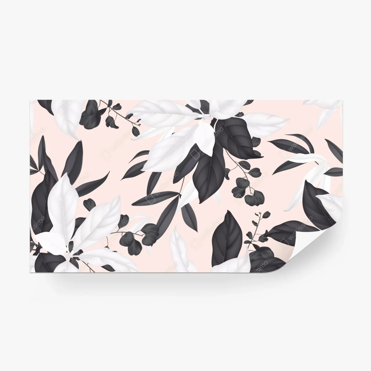 Papier peint motif botanique monochrome sur fond rose – Wallnifity®