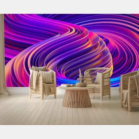 Papier peint vagues abstraites néon et dégradés fluides – Wallnifity®