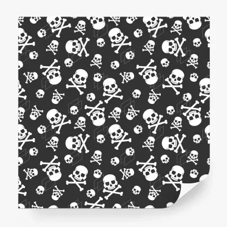 Papier peint motif crânes et os croisés noir et blanc – Wallnifity®