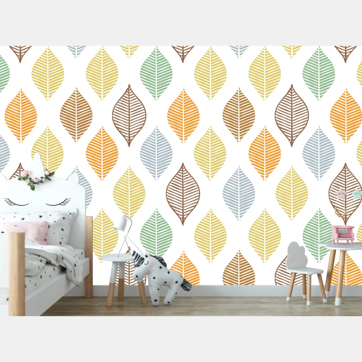 Papier peint motif feuilles pastel scandinave – Wallnifity® Papier peint motif feuilles pastel scandinave – Wallnifity®