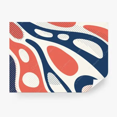 Papier peint composition organique corail et bleu marine – Wallnifity®
