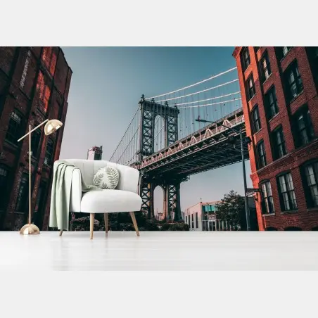 Papier peint vue urbaine du pont de Manhattan depuis Brooklyn – Wallnifity®