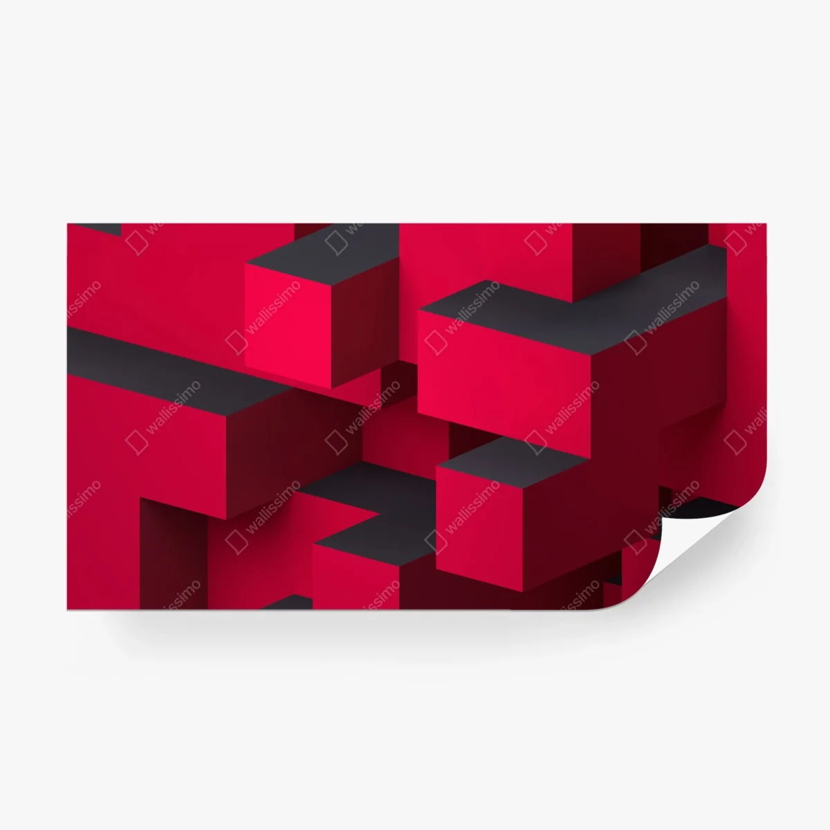 Papier peint composition cubique rouge et noire – Wallnifity®