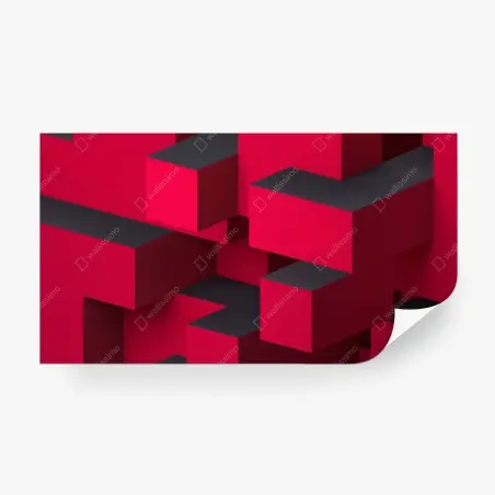 Papier peint composition cubique rouge et noire – Wallnifity®