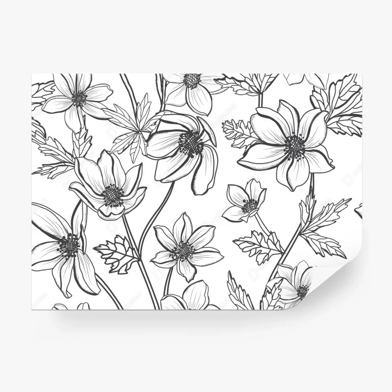 Papier peint motif floral délicat en noir et blanc – Wallnifity® Papier peint motif floral délicat en noir et blanc – Wallnifity®
