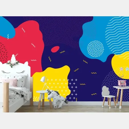 Papier peint composition abstraite pop art colorée – Wallnifity®