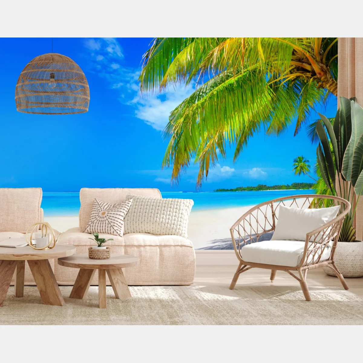 Papier peint plage paradisiaque aux cocotiers – Wallnifity® Papier peint plage paradisiaque aux cocotiers – Wallnifity®