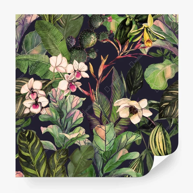 Papier peint jungle florale en aquarelle – Wallnifity® Papier peint jungle florale en aquarelle – Wallnifity®