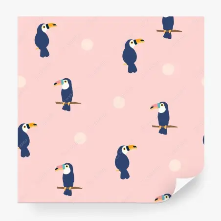 Papier peint motif toucans tropicaux sur fond rose – Wallnifity®
