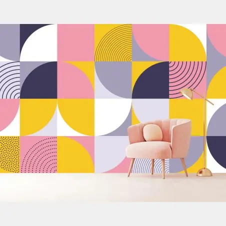 Papier peint composition géométrique pastel et solaire – Wallnifity®