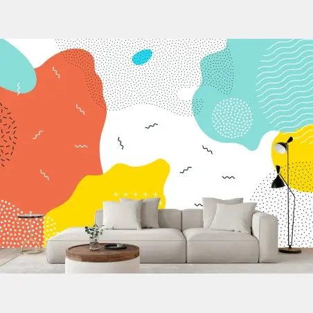 Papier peint motif abstrait coloré et vibrant – Wallnifity®