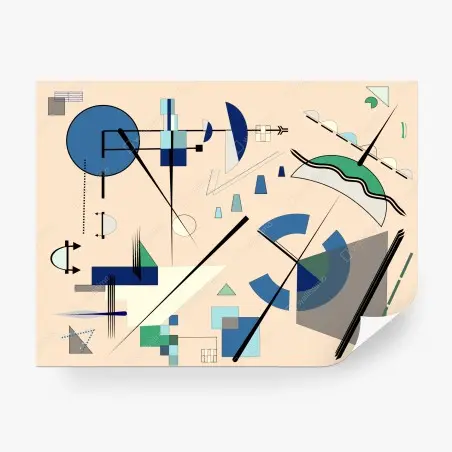 Papier peint composition géométrique abstraite bleu-vert minimaliste – Wallnifity®
