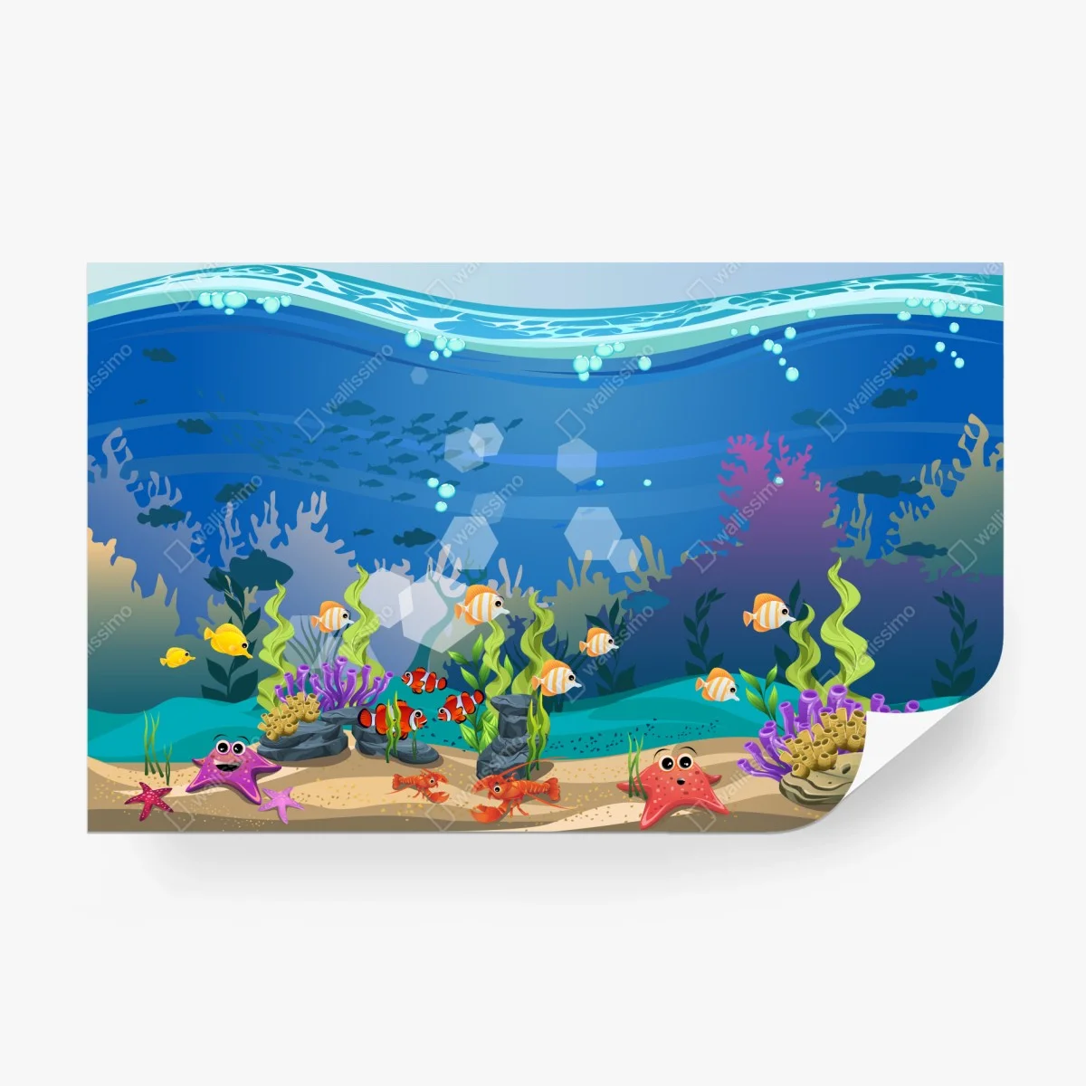 Papier peint scène sous-marine colorée avec poissons et coraux – Wallnifity® Papier peint scène sous-marine colorée avec poissons et coraux – Wallnifity®