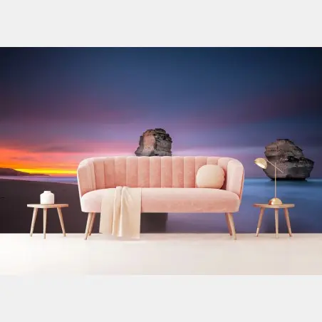 Papier peint paysage côtier au coucher de soleil – Wallnifity®