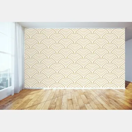 Papier peint motif de vagues japonaises dorées – Wallnifity®