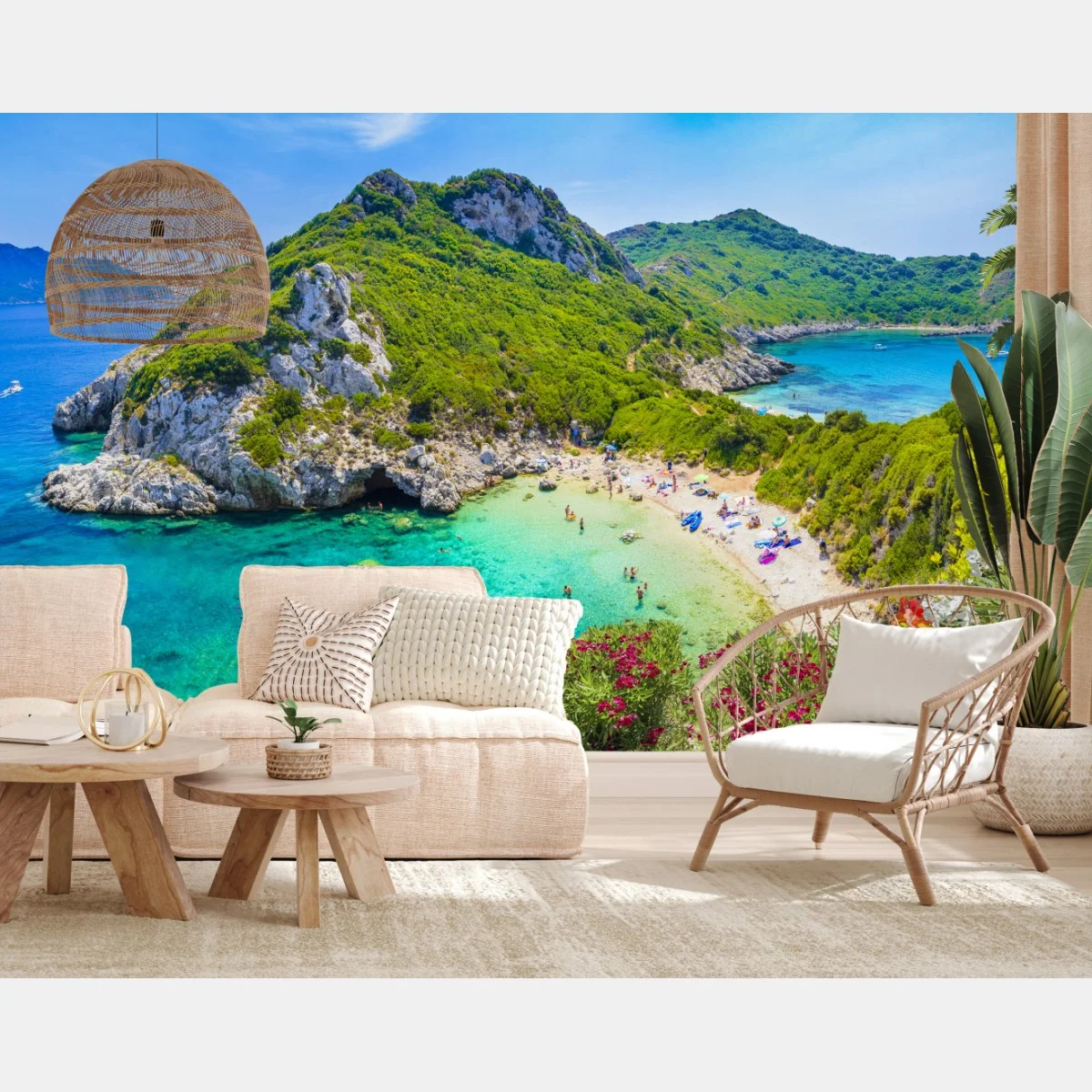 Papier peint vue aérienne de Porto Timoni, crique aux eaux turquoise – Wallnifity® Papier peint vue aérienne de Porto Timoni, crique aux eaux turquoise – Wallnifity®
