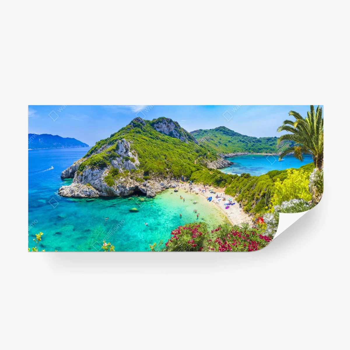 Papier peint vue aérienne de Porto Timoni, crique aux eaux turquoise – Wallnifity® Papier peint vue aérienne de Porto Timoni, crique aux eaux turquoise – Wallnifity®